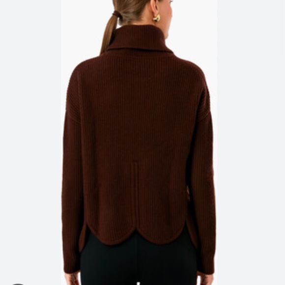 Chloe Kristyn Anna Scallop Sweater Burgundy Cashmere Wool Sweater Size Large - Picture 2 of 8